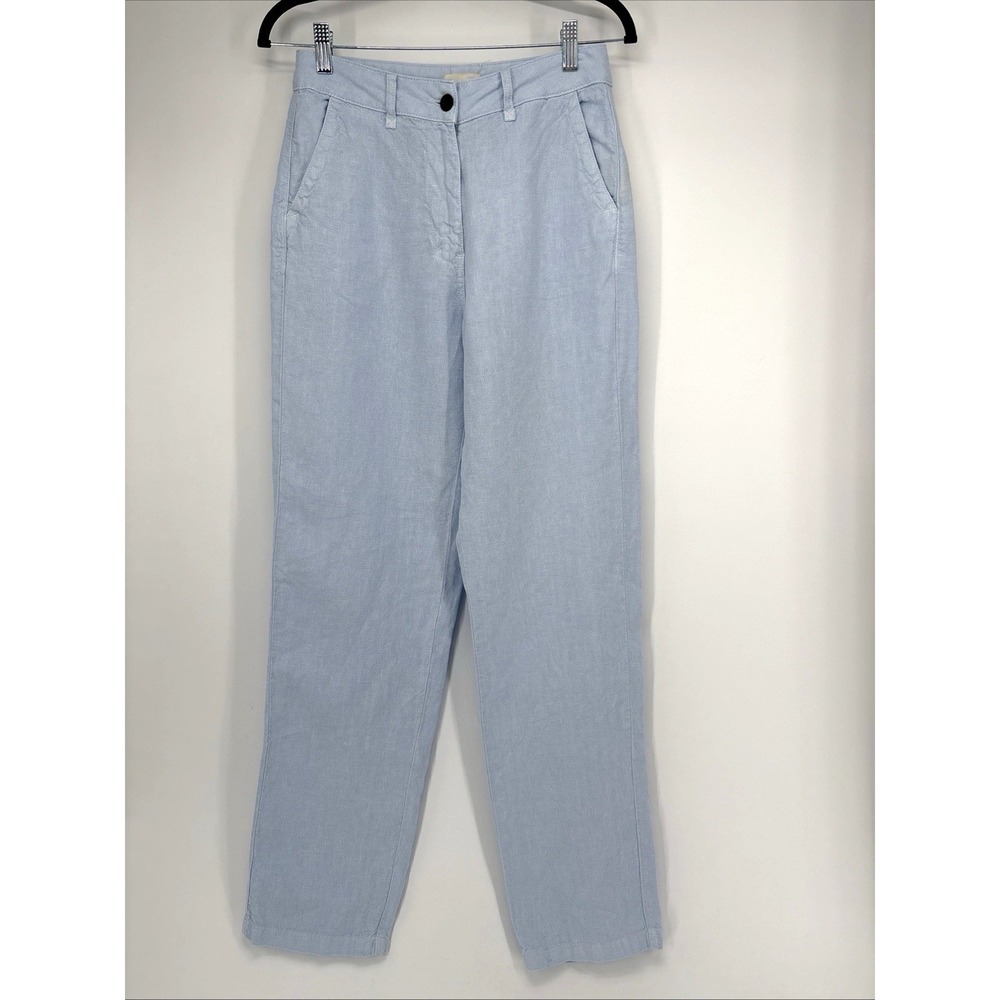 Poetry Linen Pants Womens 6 Light Blue High Rise Trousers Coastal Quiet Luxury
